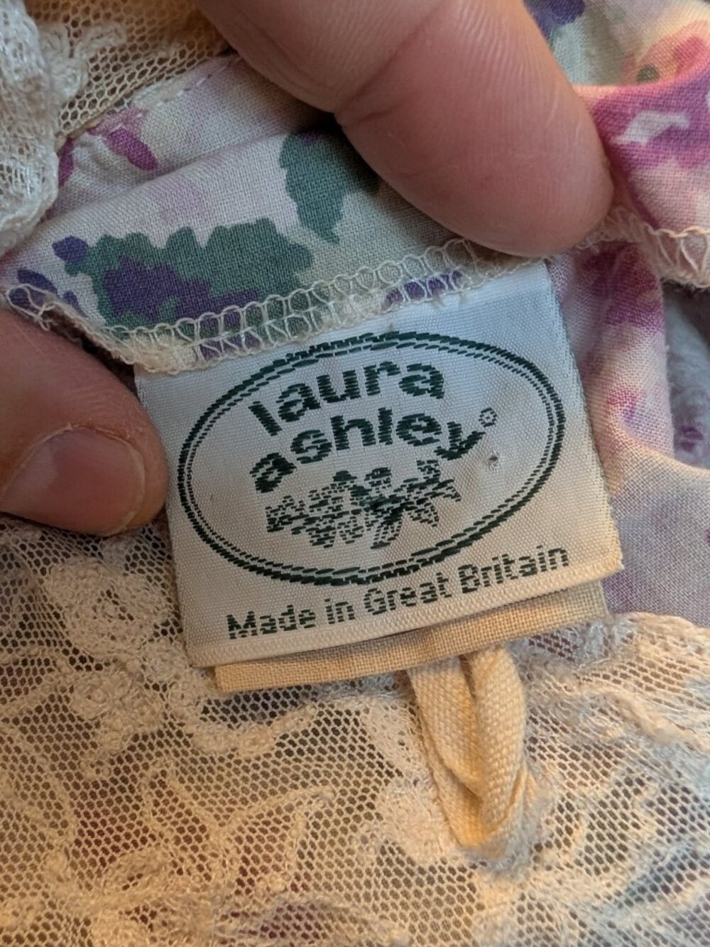 Vintage Laura Ashley Made in Great Britain Floral Lace Collar Dress USA 14 - Picture 4 of 5
